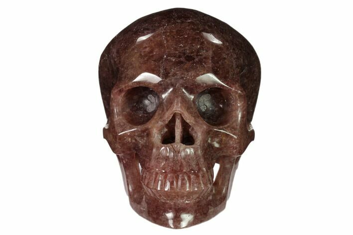 Realistic, Carved Strawberry Quartz Crystal Skull #151185